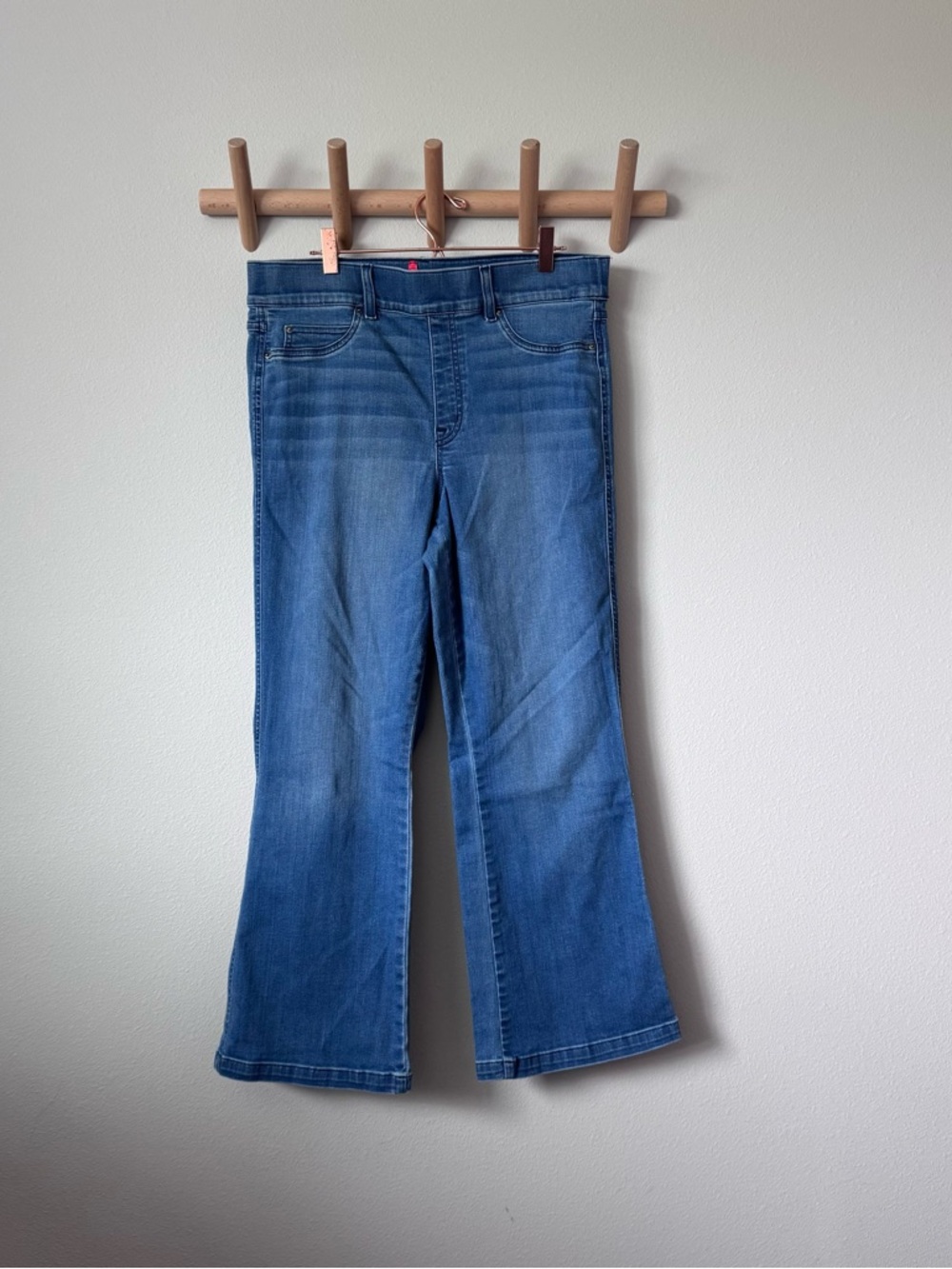 SPANX Wide Leg High-Rise Pull on Jeans in Medium Blue - Picture 2 of 11